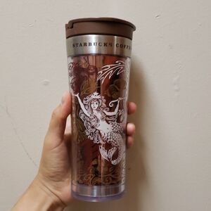 𝅺STARBUCKS 2009 Brown Siren Hot Plastic Tumbler 12